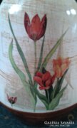 Tulipános kerámia váza - dobozában