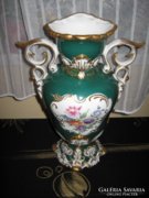 Mélyzöld, barokk Hollóházi váza