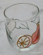 Kézzel festett gyümölcs mintás üveg pohár