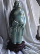 Porcelán nevető Buddha szobor kínai japán zöld Buddhista