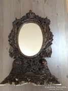 Antik bronzírozott öntöttvas asztali tükör