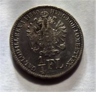 Ferenc József 1/4 florin 1860 régi pénz, régi fémpénz, ezüst