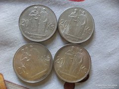 1941-es Szlovák ezüst 20 korona 4 db