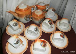 Zsolnay lüsztermázas teáskészlet 8 db csészével