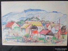 MOSSHAMMER GYÖRGY  festmény MECSEKI FALÚ II.1949