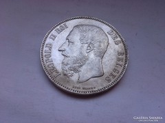 Belga ezüst 5 frank 1870 szép  25 gramm 0,900