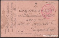 TÁBORI LEVELEZŐLAP + HAJÓBÉLYEGZÉS SMS SZAMOS 1916