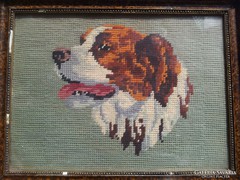 Antique dog tapestry