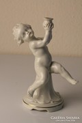 Metzler & Ortloff porcelán szobor: Gyerekfigurás gyertyatartó