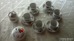 Kalocsai porcelan kézzel festett kávéskészlet 