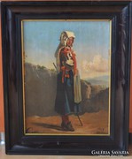 Böhm Pál (1839-1905) festmény, olaj vászon, 39,5 x 29,5 cm