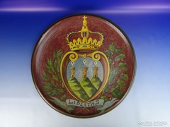 0H249 Nagyméretű kerámia falitál San Marino címer