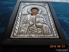 Ezüstözött ikon:"Krisztus a tanító"-21x17 cm