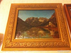 Katona Nándor "Tükröződő hegyek" Antik festmény