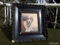 Antique dog portrait, oil painting