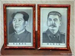 Sztálin + Mao Ce-tung selyem kép