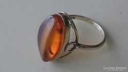 Gyönyörű Borostyánköves Orosz 875 ös ezüst gyűrű 