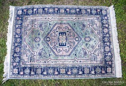 Perzsa (iráni) zöldes selyem szőnyeg, perzsaszőnyeg 140x100