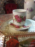 gyönyörü antik rozsas zsolnay kis bögre tányéral