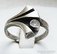 Designer skandináv ezüst gyűrű hegyikristállyal állítható