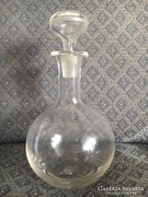 Régi, szakított pocakos üveg, fújt dugóval (antik üveg)