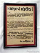 Horthy : Budapest népéhez plakát keretezve - reprint 
