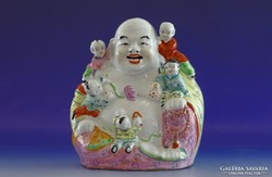 0H847 Nagyméretű porcelán Buddha szobor