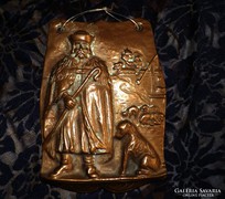 Bronz pusztai jelenetes falikép    súlyos darab 