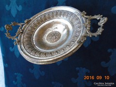 Barokk-díszes puttós fogókkal-ezüstözött talpas kínáló-30 cm