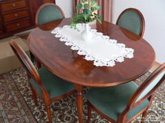 Antik klasszicista mahagóni étkező asztal és 4 szék