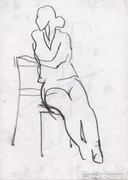Ülő figura szén rajz 02