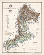 Zemplén vármegye térkép 1897, antik, eredeti
