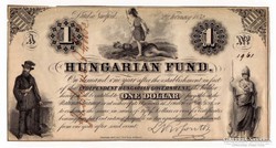 1852 1 dollár Kossuth támogatójának tintás aláírásával  R!