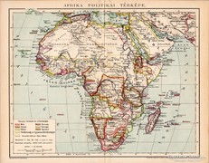 Afrika politikai térkép 1894, eredeti, antik 