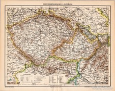 Cseh – Morvaország és Szilézia térkép 1894, antik, eredeti 