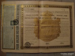 Szerb Királyság arany kötvény 1888 ill bélyeggel
