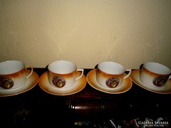 8 db antik jelenetes (4 csésze + 4 tálka)Drasche porcelán 