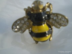Tűzzománcos, kristályos méhecske gyűrű