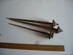 Antik szővő eszközök - fonó orsók   3 db 