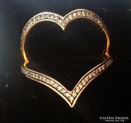 18K Sárga Arany szív gyűrű valódi gyémántokkal, certifikát