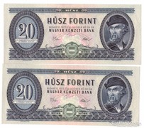20 Forint 1975 2db sorszámkövetők