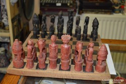 Afrikai fa faragott sakk készlet
