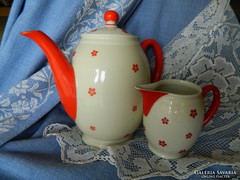 Antik, Art Deco Echenbach porcelán teás, tejes kiöntő