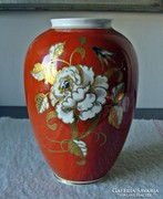 Wallendorf kézi festésű aranyozott váza 1964.  18 cm magas