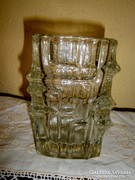 Cseh retro vastag üveg  váza  