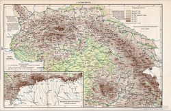 A Kárpátok térkép 1894, eredeti, antik, Pallas