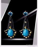  Kék Topáz  türkiz 18 Karát arannyal ródiumozott  luxus füli