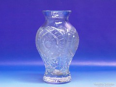 0J347 Extra vastagfalú csiszolt üveg váza 21 cm