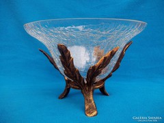 Bronz-üveg asztalközép-kínáló