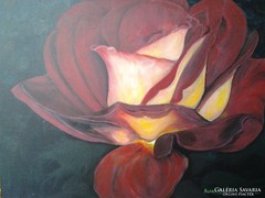 Bordó rózsa c. festmény , csendélet